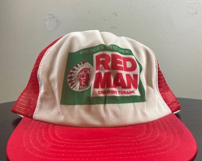 Vintage Red Man Chewing Tobacco Snapback Hat Made USA Size L / XL Smoking Cigarettes Classic Rare Cap 1990s 90s