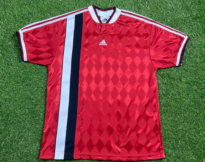 Vintage Adidas Jersey Size Medium M Soccer MLS FIFA New York Three Stipes Yeezy Run Dmc 1990s 90s Classic Logo Original