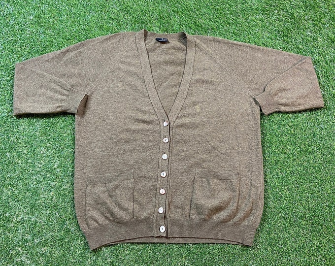 Vintage Brown Cardigan Sweater Trussardi Made in Italy Size Large L 1990s 90s Comfy Button Down Warm