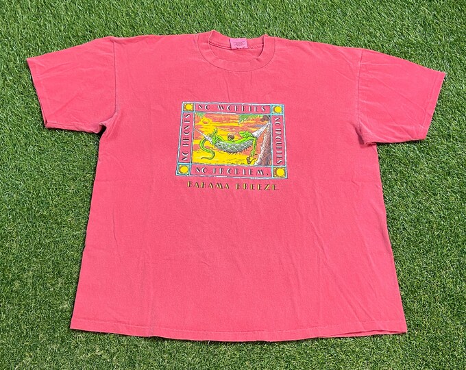 Vintage Bahamas Breeze T Shirt Tee Made USA Size Xtra Large XL Caribbean Sea Beach Island Palm Trees Vacation Tourist 1990s 90s