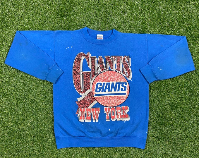Vintage New York Giants Crewneck Sweatshirt True Fan Made USA Size Large L NFL Football Ny Meadowlands Pull Over Oversized 1990s 90s