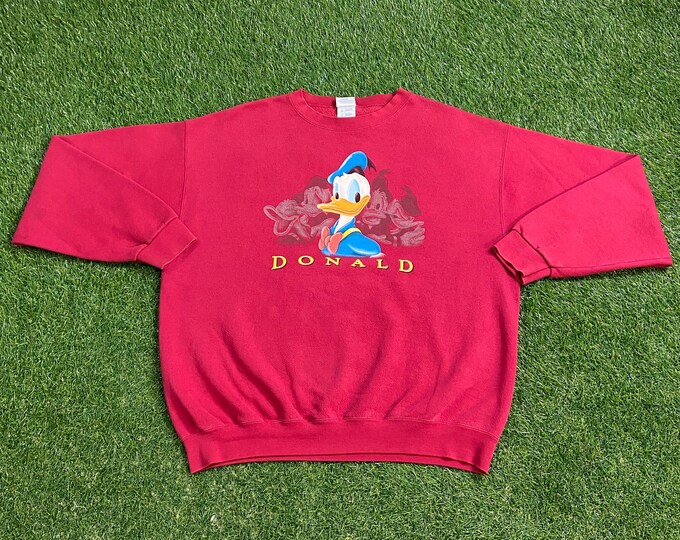 Vintage Donald Duck Crewneck Sweatshirt Made USA Size Xtra Large XL Mickey Mouse Walt Disney World Magic Kingdom Disneyland 1990s 90s