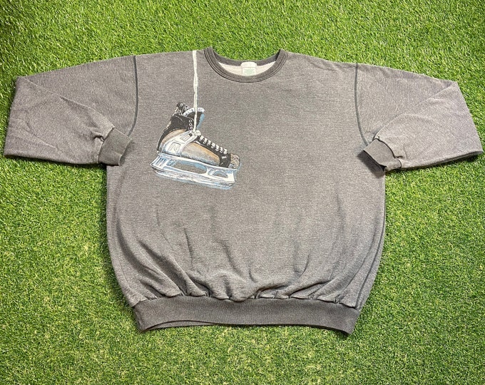 Vintage Ice Hockey Crewneck Sweatshirt Northern Elements NHL Made in Canada Size Xtra Large XL Pull Over Oversized 1990s 90s