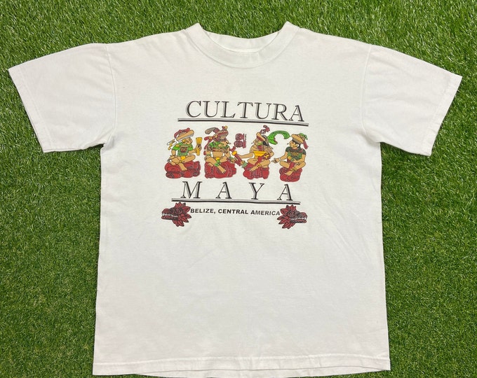 Vintage Cultura Maya T Shirt Tee Euro Size XXL 2XL Belize Central America Native Civilization