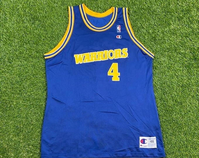 Vintage Golden State Chris Weber #4 Jersey Champion Made USA Size 48 NBA Basketball California Authentic Replica 1990s 90s
