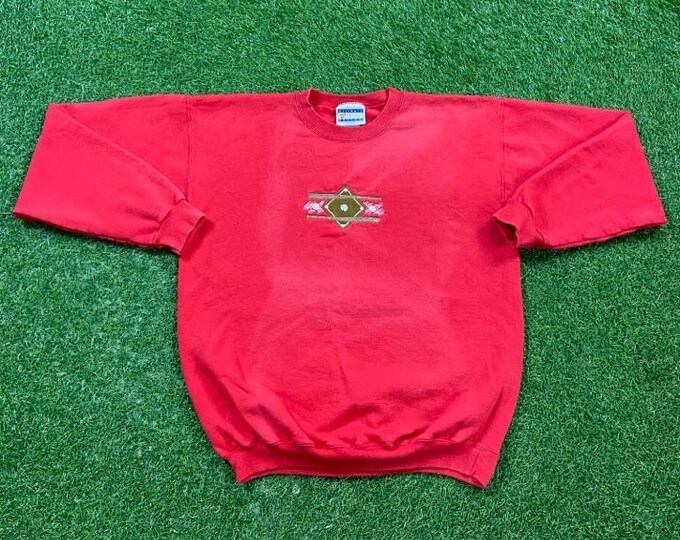 Vintage Baseball Crewneck Sweatshirt Hanes Size Medium M MLB Cooperstown 1990s 90s Pull Over Oversized