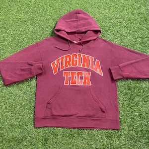 Vintage Virginia Tech University Hoodie Sweatshirt Lee Size Youth XL V Tech NCAA College Football Blacksburg VA Hokies 1990s 90s Pull Over