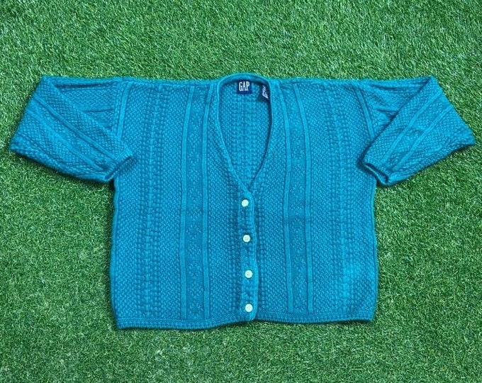 Vintage Gap Knit Cardigan Sweater Size Medium M The Gap American Worldwide Clothing Accessories Retail 1990s 90s Heavy Quality Fashion