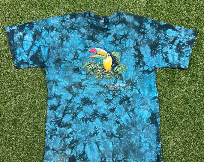 Vintage Keel Billed Toucan Costa Rica T Shirt Tee Color Natural Size Large L Made in Costa Rica 1990s 90s