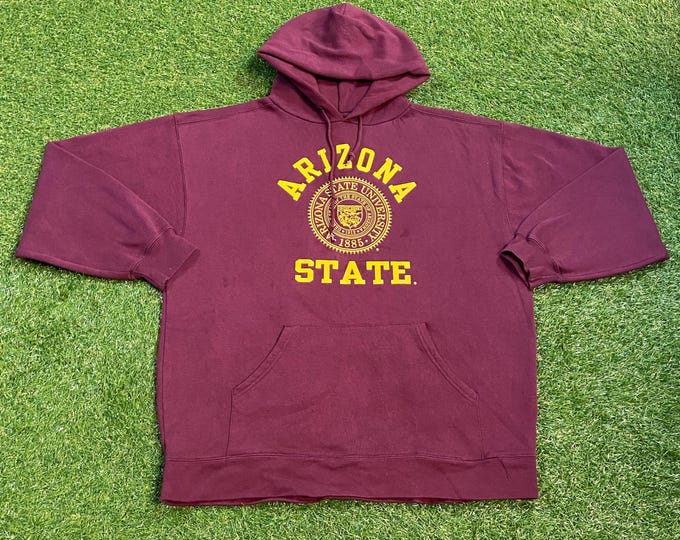 Vintage Arizona State University Hoodie Sweatshirt Size Xtra Large XL NCAA College Football Phoenix Sun Devils ASU 1990s 90s Pull Over