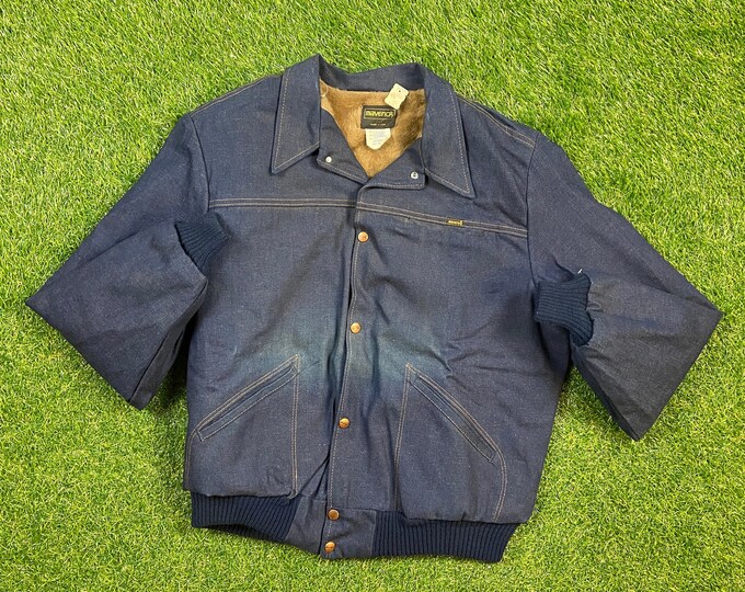 Vintage Maverick Jean Jacket Made USA Size Xtra Large XL Classic Blue Jean Jacket 1970s 70s Deadstock New With Tags Never Worn