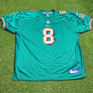 Camiseta vintage de Dante Culpepper #8 de los Miami Dolphins, Reebok, talla 58, fútbol americano de la NFL, número 305, Florida Marino, años 2000