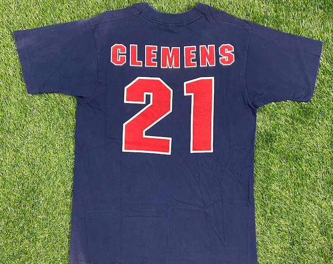 Vintage Boston Red Sox Roger Clemens #21 T Shirt Tee Salem Sportswear Made USA Size Medium M New England MLB Baseball Stadium 1990s 90s