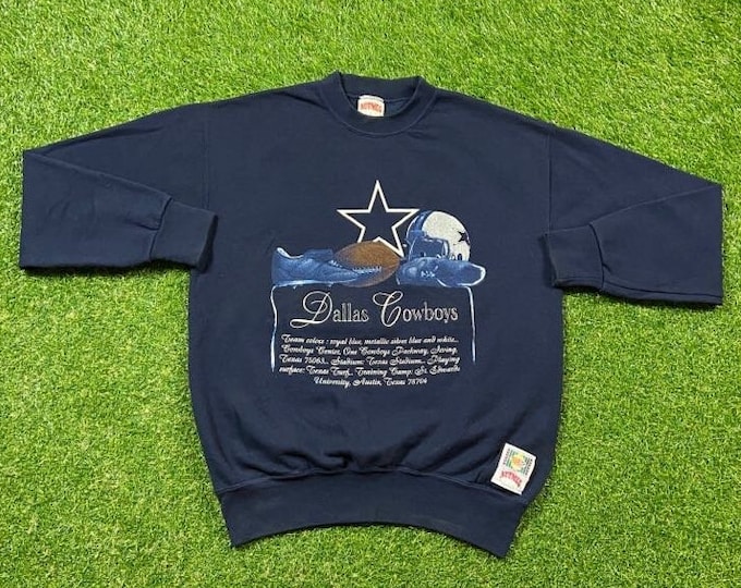 Vintage Dallas Cowboys Crewneck Sweatshirt Made USA Size Medium M Texas Warm NFL Football Classic 1990s 90s Pull Over Oversized