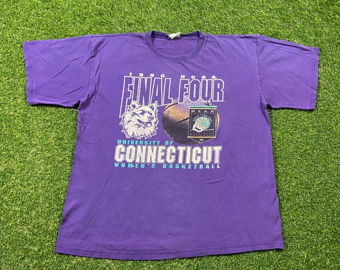 Vintage University of Connecticut Huskies UCONN T Shirt Tee Made Usa Size XXL 2XL NCAA College Basketball Women's 1996 Final Four 1990s 90s
