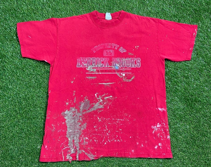 Vintage Tampa Bay Buccaneers Derrick Brooks T Shirt Tee Made USA Size Large L NFL Football Florida Tom Brady TB12 00s