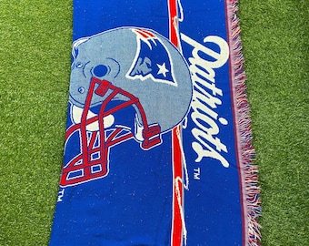 Vintage New England Patriots Blanket NFL Football Boston Massachusetts Tom Brady TB12 Super Bowl 1990s 90s