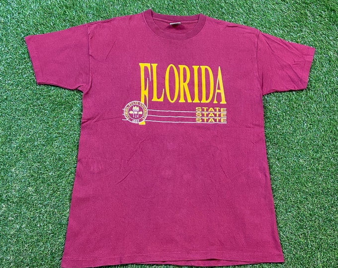 Vintage Florida State University Seminoles T Shirt Tee Signal Sports Made USA Size Large L NCAA College Football FSU Tallahassee 1990s 90s