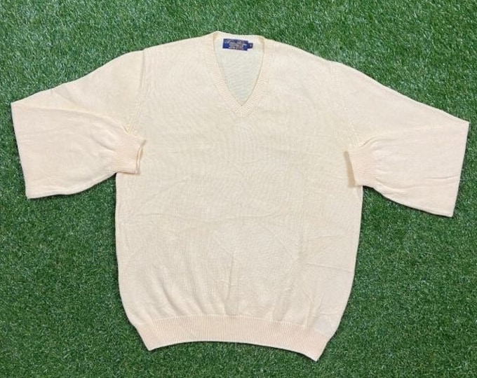 Vintage Brooks Brothers V Neck Sweatshirt Made USA Size Large L Classic American Apparel New York Family Clothing