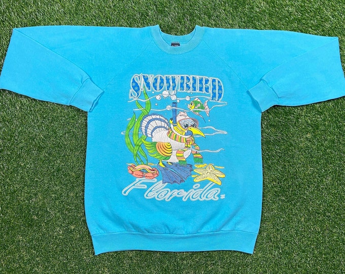 Vintage Snowbird Florida Crewneck Sweatshirt Screen Stars Made USA Size Xtra Large XL Pull Over 1980s 80s