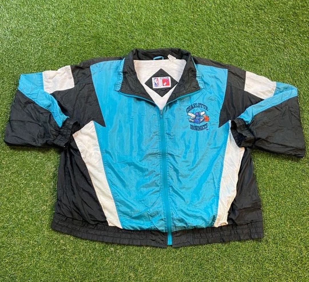 Vintage 90s Blue Embroidered Charlotte Hornets NBA Windbreaker XL