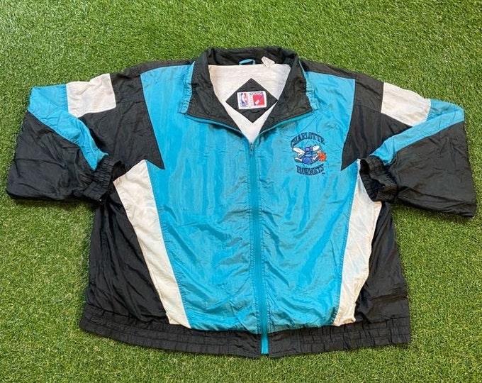 Vintage Charlotte Hornets Windbreaker Jacket Competitor Size 4X NBA Basketball North Carolina NC J Cole Light Rain Coat 1990s 90s