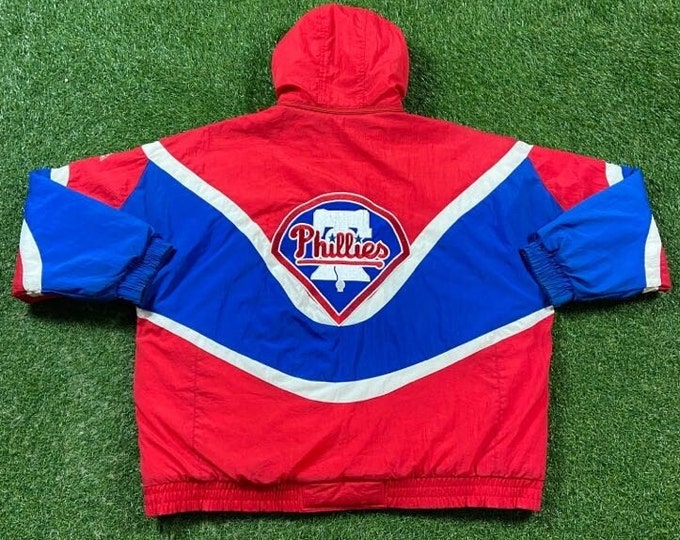 Vintage Philadelphia Phillies Jacket Apex One Size Xtra Large XL MLB Baseball Pennsylvania Coat 1990s 90s Snow Cold Winter Warm Parka Heavy