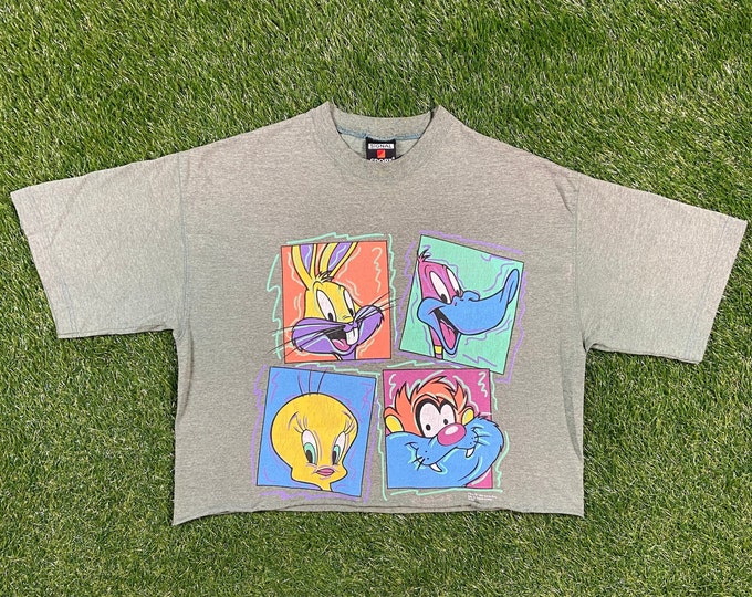 Vintage Looney Tunes Crop Top T Shirt Tee Signal Sports Size Large Bugs Bunny Warner Bros Classic Cartoon 1980s 1990s 80s 90s