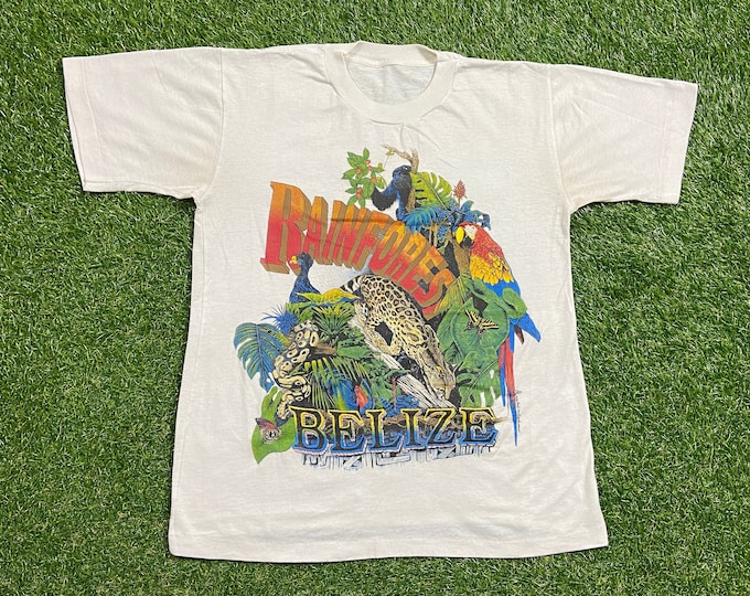 Vintage Rainforest Belize T Shirt Tee Size Medium M Brazil Environment Habitat Planet Earth Animals 1990s 90s