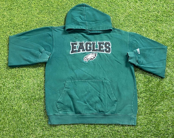Vintage Philadelphia Eagles Hoodie Sweatshirt Size Youth XL NFL Football Pennsylvania Pull Over Oversized 1990s 90s