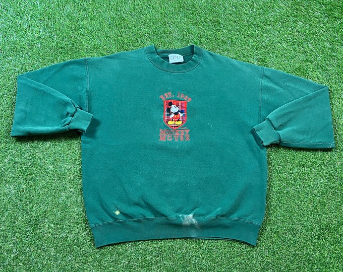 Vintage Mickey Mouse Crewneck Sweatshirt Genius Made USA Size Xtra Large XL Walt Disney World Magic Kingdom WDW Pull Over Oversized
