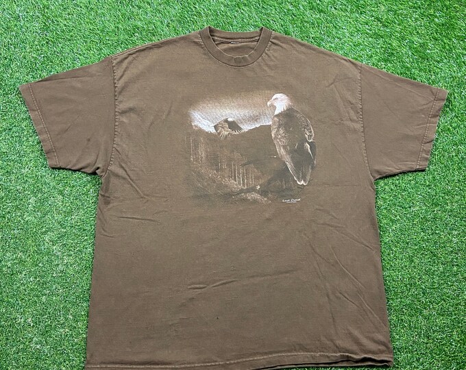 Vintage American Bald Eagle T Shirt Tee Lost Creek Outfitters Size XXL 2XL Animals Habitat All Over Print Cool 1990s 90s