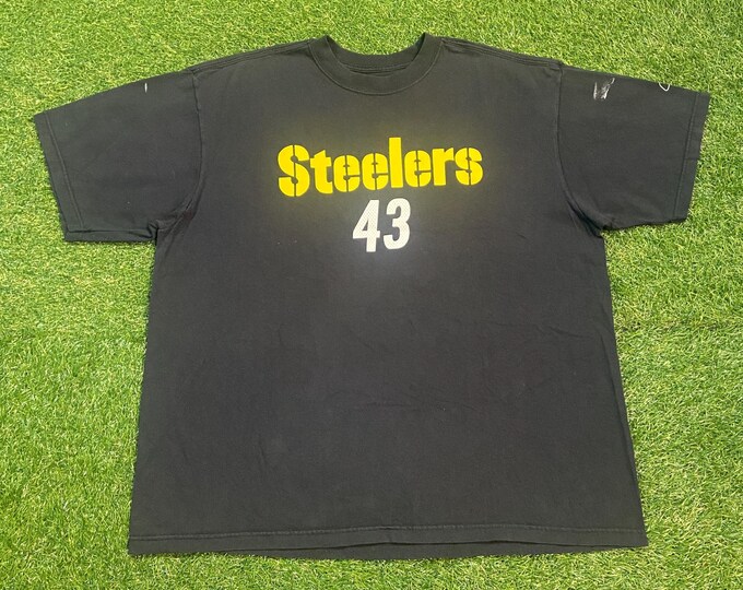 Vintage Pittsburgh Steelers Troy Polamalu #43 T Shirt Tee Reebok Size Xtra Large XL NFL Football Pennsylvania Big Ben 00s