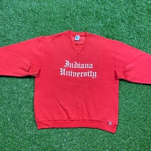 Vintage Indiana University Hoosiers Crewneck Sweatshirt Russell Athletic Size Large L NCAA College Basketball IU Classic Pull Over Oversized