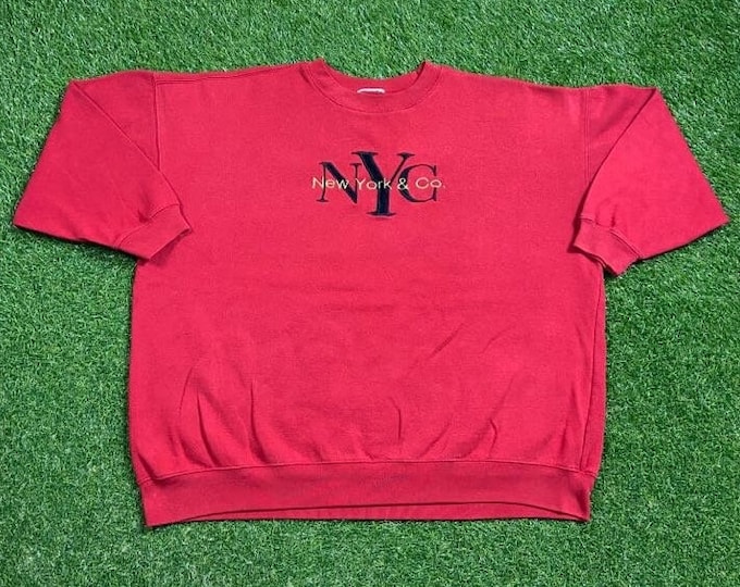 Vintage New York City Crewneck Sweatshirt Size XXL 2XL NYC Big Apple Broadway Manhattan Statue of Liberty 1990s 90s Pull Over Oversized