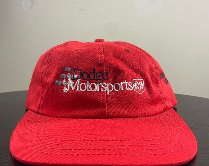 Vintage Dodge Motorsports Strap Back Hat Cap OSFA Classic Car Speedway NASCAR Daytona 500 Motorsports 00s