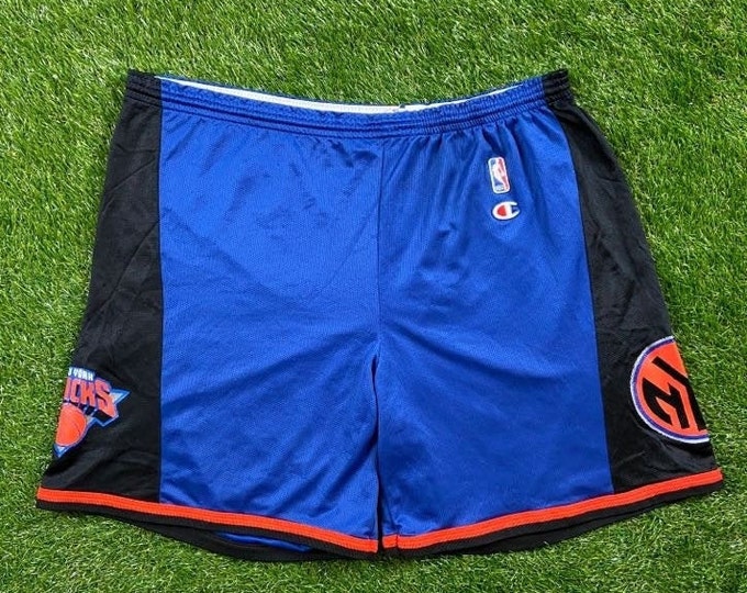 Vintage New York Knicks Gym Shorts 90s Champion Size XXL 2XL NBA Basketball Classic Blue 1990s Msg