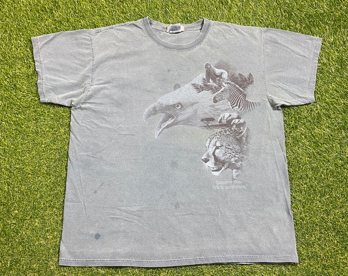 Vintage Busch Gardens T Shirt Tee Size Large L Tampa Bay Florida FL Theme Park Animals Zoo 1990s 90s