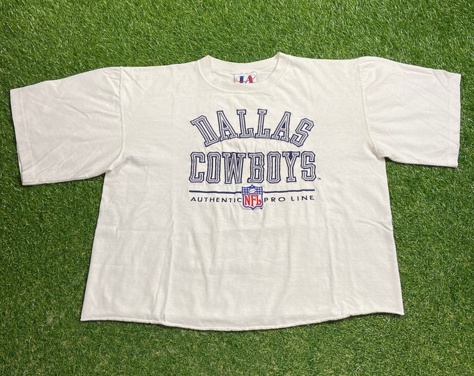 Vintage Dallas Cowboys Crop Top T Shirt Tee Logo Athletic Made USA Size Xtra Large XL NFL Football Aikman Texas 1990s 90s