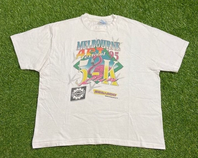 Vintage Melbourne Art Festival 95 T Shirt Tee Made USA Size Xtra Large XL 5k Run Marathon Running Florida 1990s 90s