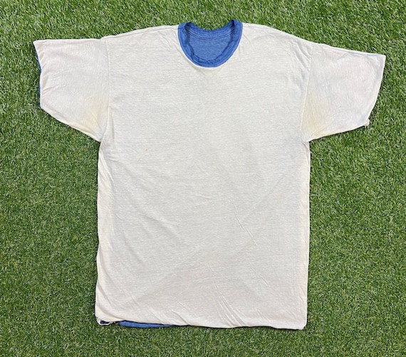 トップス CHAMPION REVERSIBLE TSHIRT 70s 80s USA Vintage 70s Champion Reversible PE T-shirt Phys-Ed Blue Bar