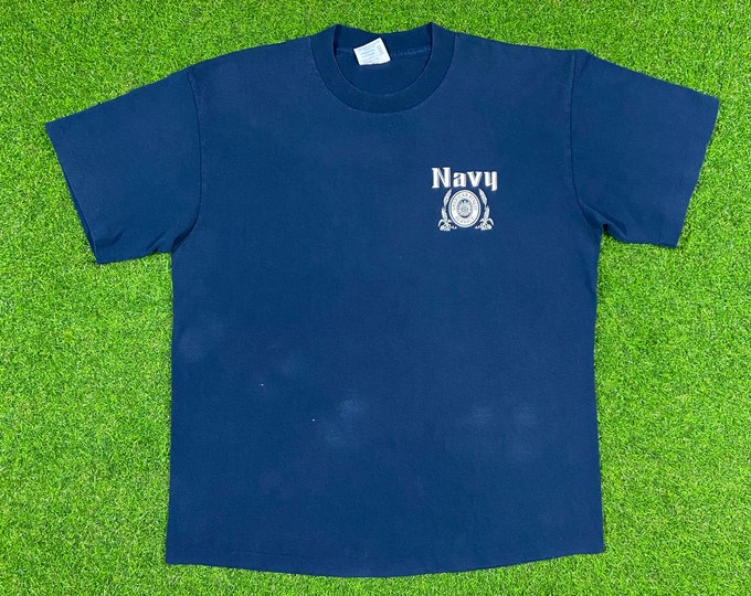 Vintage United States Navy Tshirt Tee Jays Xtra Large Made USA Blue USA Military 1990's 90's Rare Shirt XL