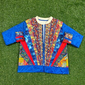 Vintage Blue Floral Jacket Size Small S Flowers Quality Classic Fit 1990s 90s