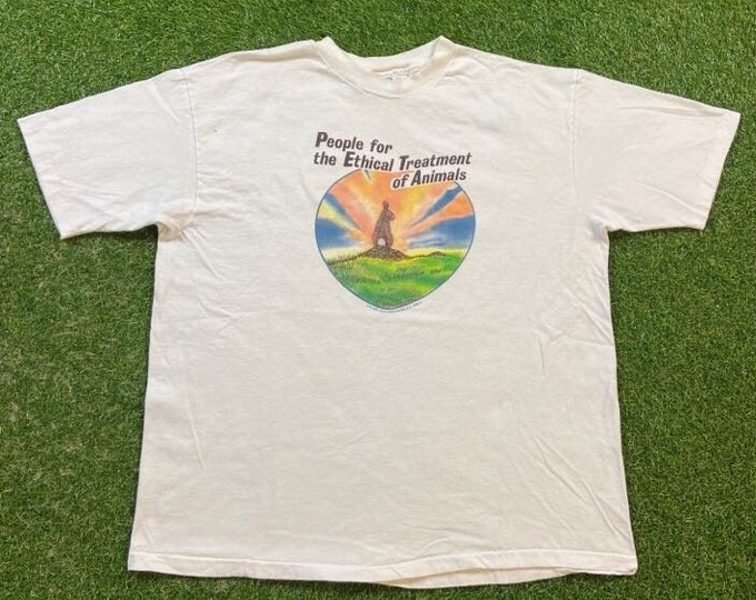 Vintage People for the Ethical Treatment of Animals T Shirt Tee Size XXL 2XL PETA Earth Day National Wildlife Federation Animal Kingdom 90s