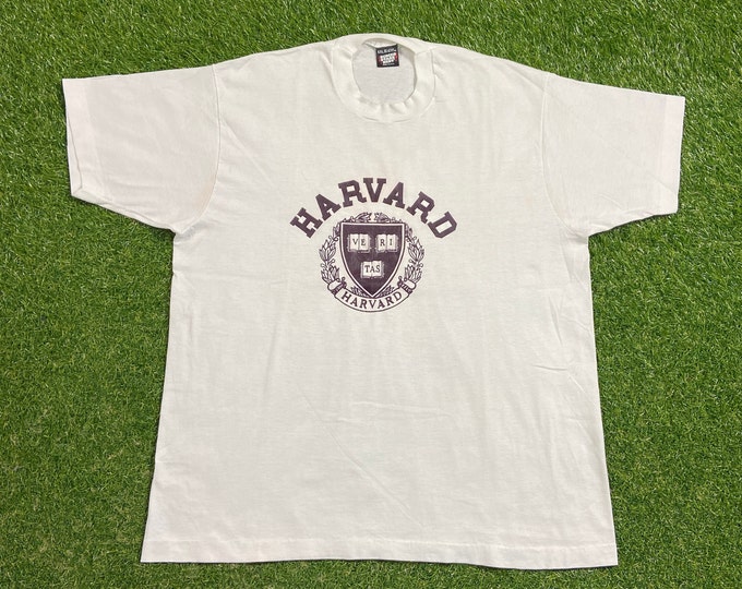 Vintage Harvard University T Shirt Tee Made USA Size XXL 2XL NCAA College Classic Law Ivy League 1990s 90s