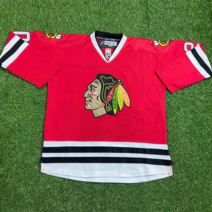 Vintage Chicago Blackhawks Jersey Reebok Size 52 XL NHL Hockey Illinois 1990s 90s Fight Strap