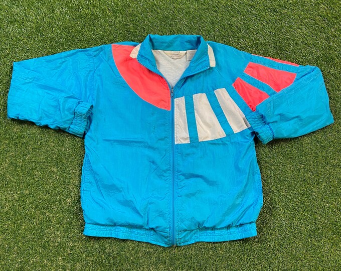 Vintage Graphic Windbreaker Zip Up Jacket Blair Boutique Size Small S Multicolor Streetwear Sport Active Wear Classic Light Rain Coat 1990s