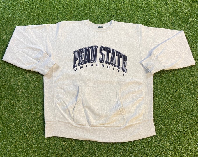 Vintage Penn State University Crewneck Sweatshirt Made USA Size Xtra Large NCAA College Football Nittany Lions 1990s 90s Pull Over Oversized