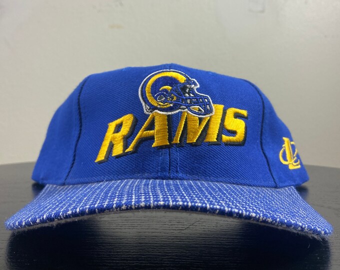 Vintage St Louis Rams Strap Back Hat Logo Athletic OSFA NFL Football Missouri Los Angeles California 1990s 90s