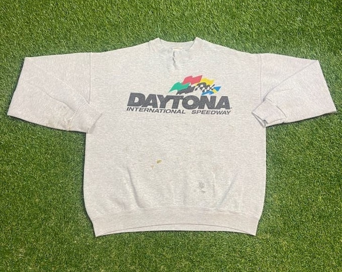 Vintage Daytona International Speedway Crewneck Sweatshirt Size Large L NASCAR Daytona 500 All Over Racing Dale Earnhardt 1990s 90s